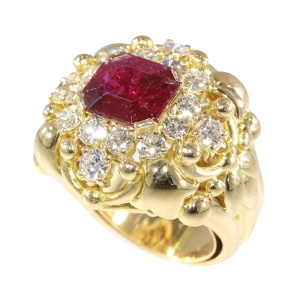 Unique Vintage Fifties Wolfers Ring with a 3.40 Carat Untreated Ruby